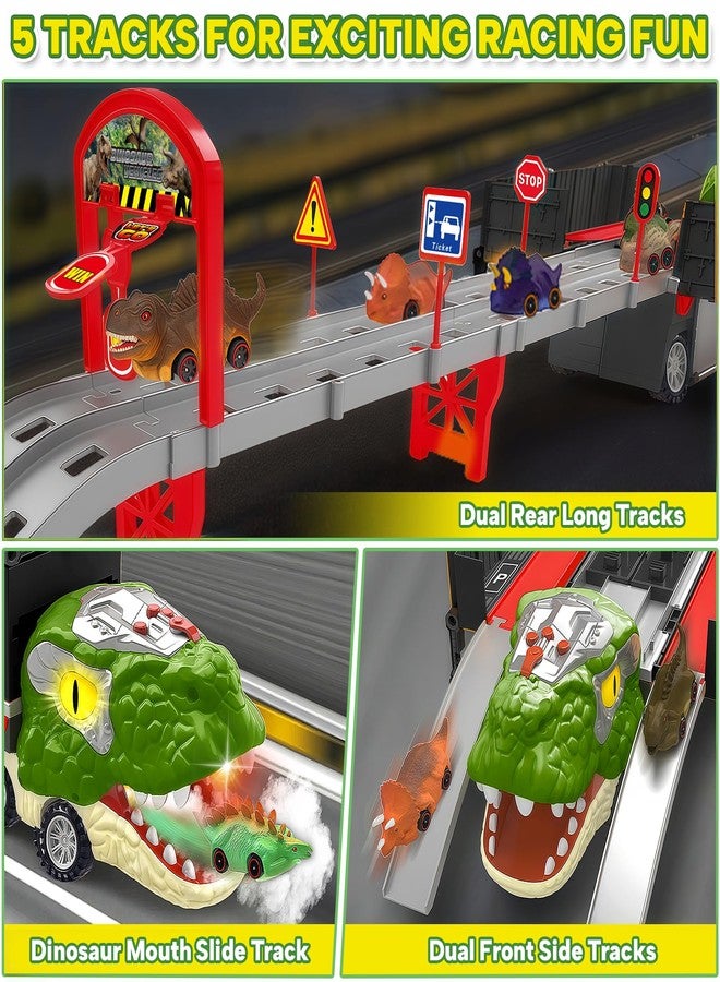 Gloween Dinosaur Toys for Kids 3-5, Dinosaur Truck with 8 Small Dinosaur Cars, Birthday Gifts Toys for 3 4 5+ Year Old Boy, Transport Carrier Truck for Toddlers, Great for Grandkids - Image 3